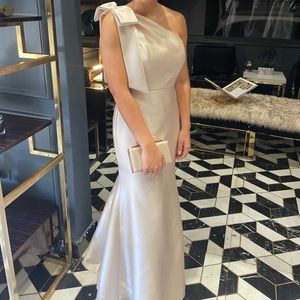 Beautiful one shoulder champagne formal dress used only once.